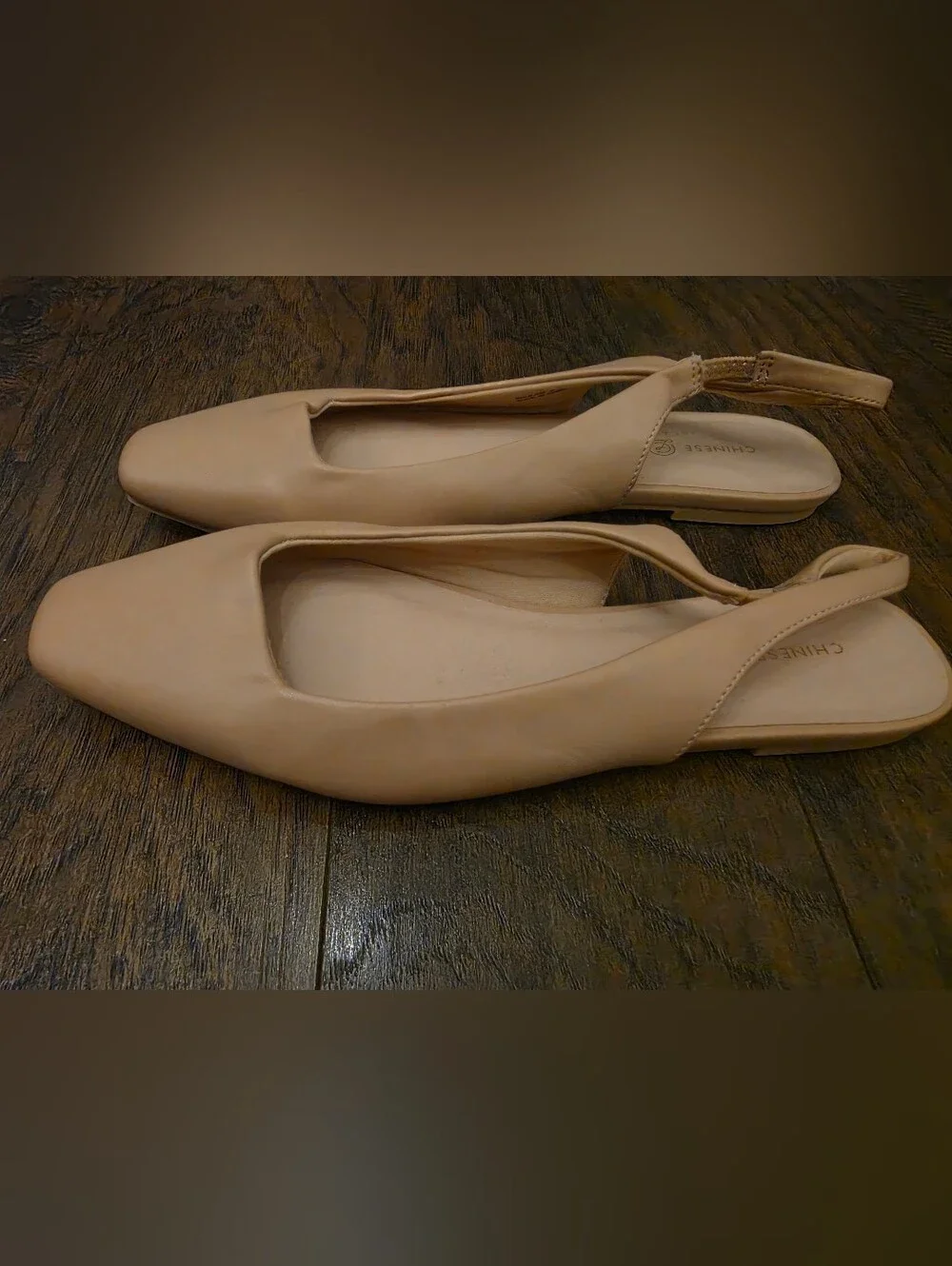 Chinese Laundry Nude/Tan Slingback Pointed Flats